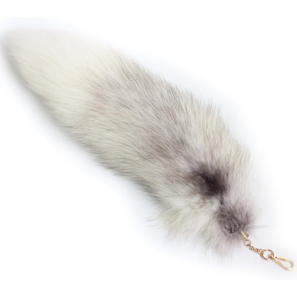 ⚡White Supper and Fox Tail Handbag Accessories Key Chain Ring Hook Tassels